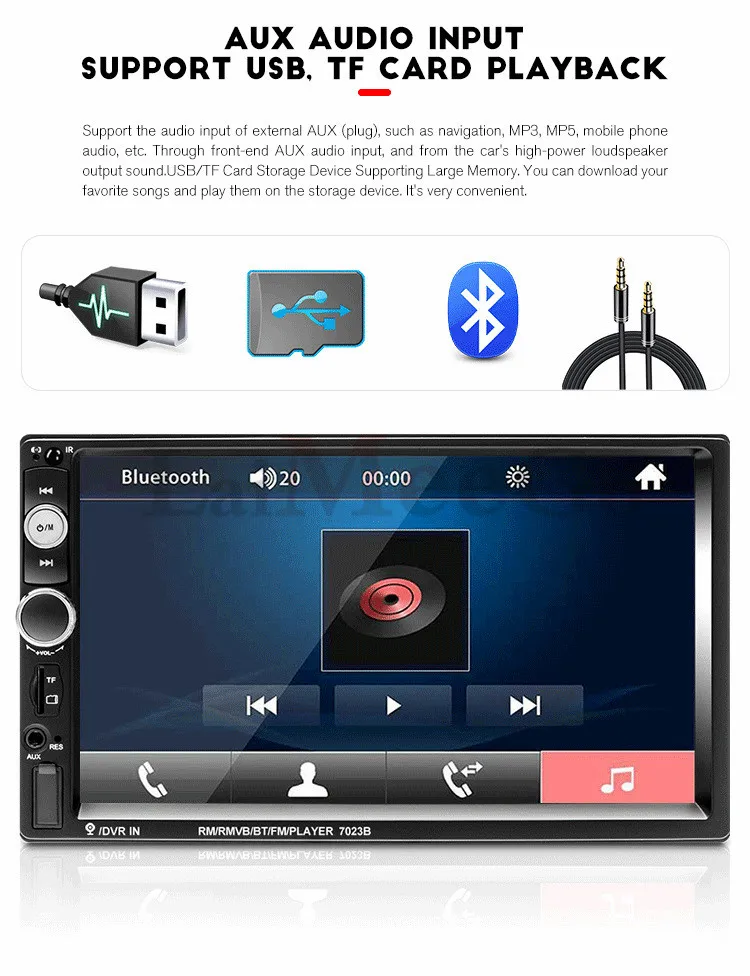 2 DIN Авторадио Bluetooth Mirrorlink автомобильный стерео " HD MP5 Автомобильный мультимедийный проигрыватель Aux FM входной приемник с задней камерой