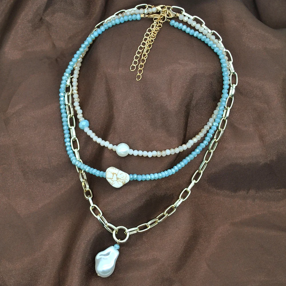 Meetvii стеклянные бусины из хрусталя женское ожерелье чокер богемное массивное