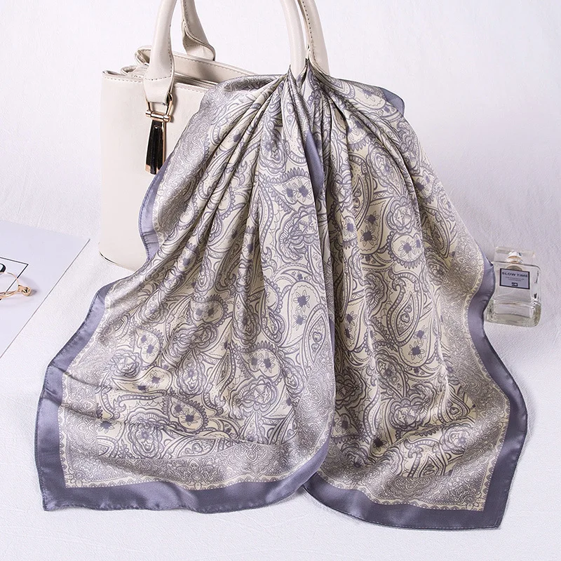 

2021 Brand Square Silk Scarf Women Summer Foulard Bandana Shawls and Wraps Fashion Print Lady Office Small Hair Neck Scarves
