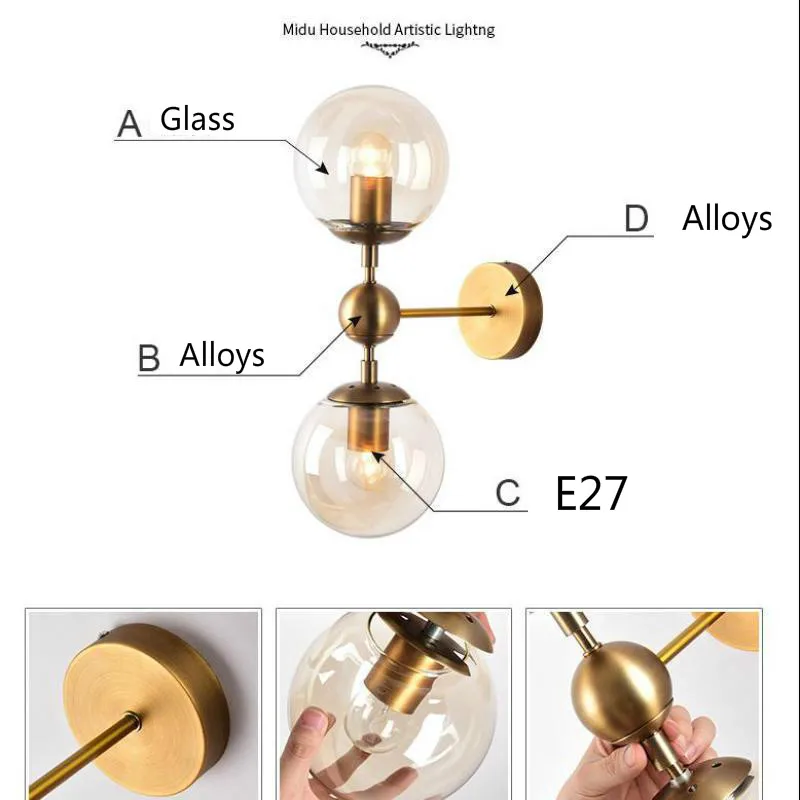 Креативный светодиодный настенный светильник в скандинавском ретро стиле