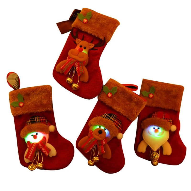 

Рождественские чулки с красивой вышивкой, подвесные чулки для семейного Рождественского украшения