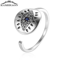 s925 sterling lucky turkish blue evil eye rings aaa zircon open adjustable finger wedding rings for women 2021 trendy jewelry