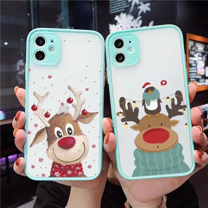 

Merry Christmas new year Phone Case Clear Funda matte transparent For blue iPhone 7 8 x xs xr 11 12 pro plus max mini