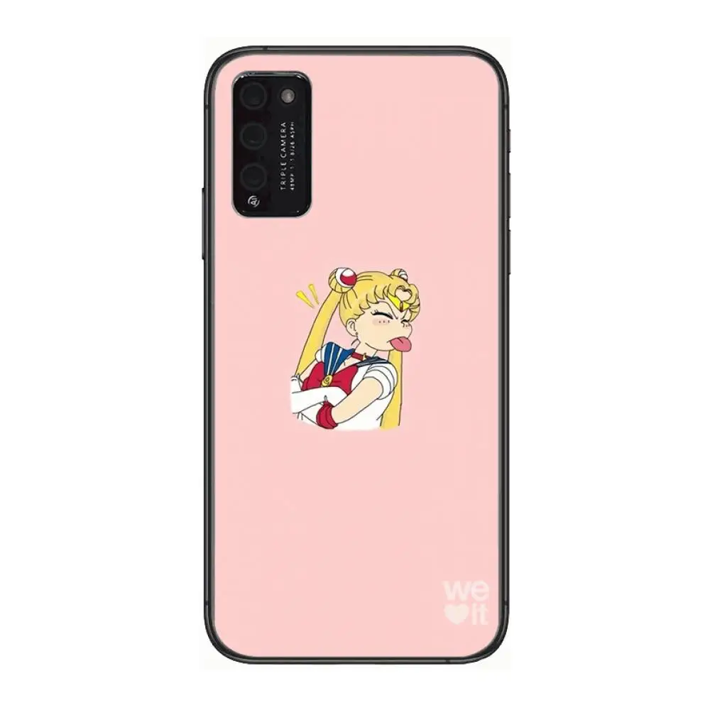 

Sailor-Moon cute Clear Phone Case For Huawei Honor 10 20 30 9 X Pro Lite V 5G RU Black Etui Coque Hoesjes Comic Fashion