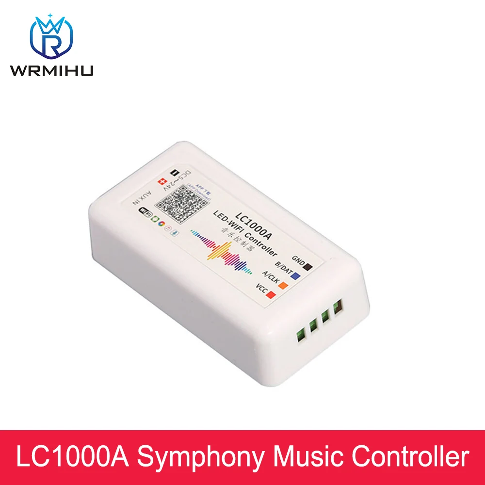 LC1000A DC5-24V WIFI SPI Music Spectrum Controller  For LED Digital Pixel Light Strip 8-1024 Screen Control Built-In Microphone