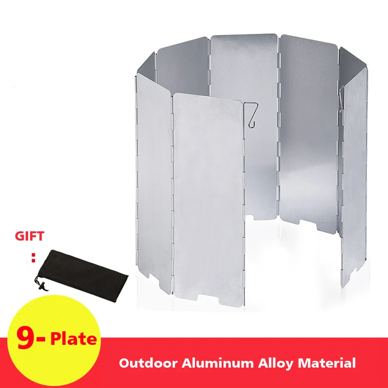 Складная Алюминиевая ветрозащитная плита 9 тарелок защита от ветра для газовой