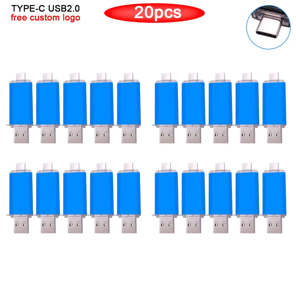 

20pcs/lot type-c Usb Flash Drive 8gb 16gb 32gb Pen drive 64gb 128gb mobile phone flash memory stick Multifunctional pendrive
