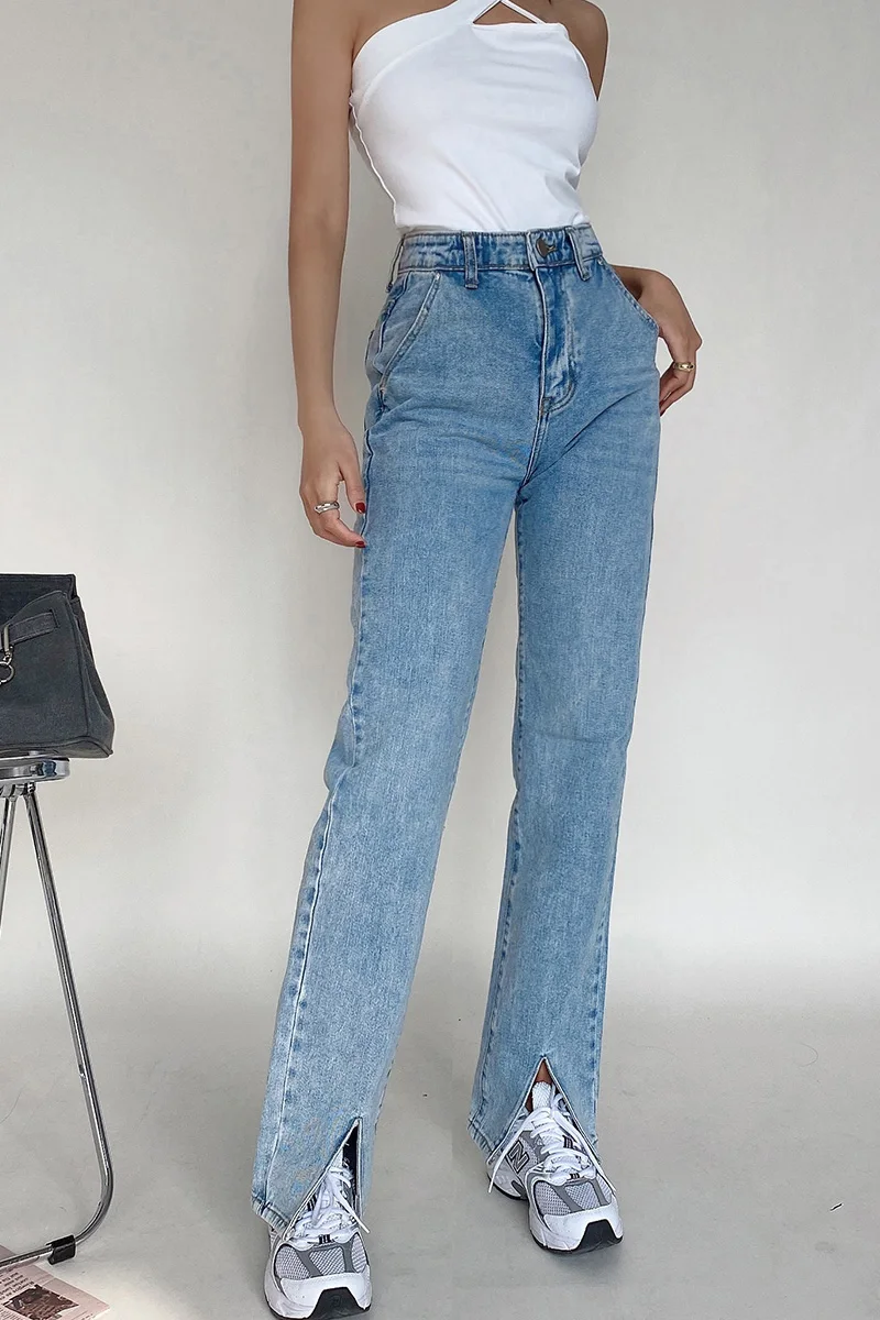 

2021 Mom Jeans Woman High Waist Black Blue Denim Pants Taille Haute Jeansy Straight Wide Leg Streetwear 90s style Vintage Donna