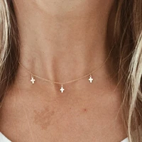 gold filled mini cross necklace handmade jewelry boho choker pendants minimalism collier femme kolye necklace for women
