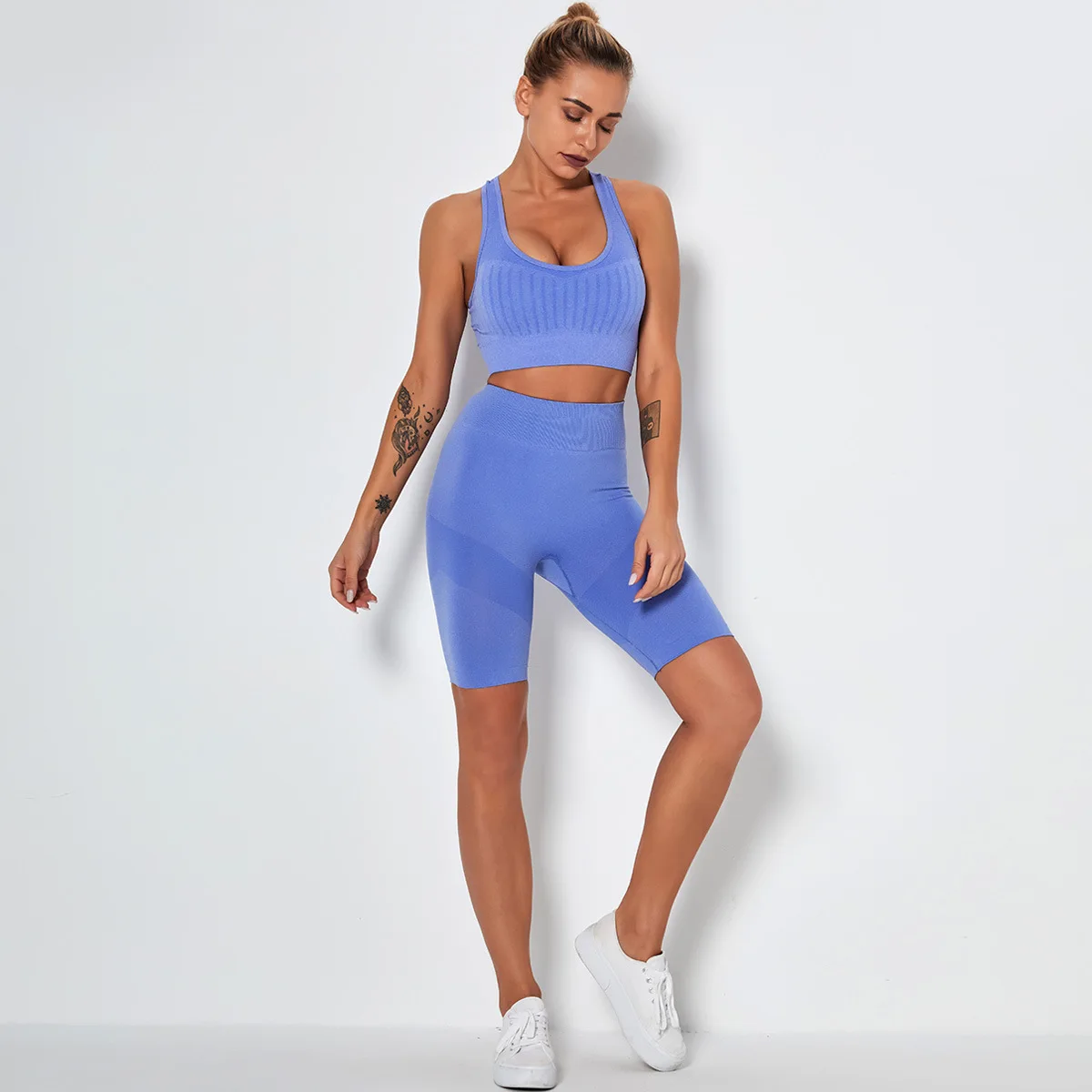 

Peatacle 2 Piece Set Gym Outfit Yoga Sport Clothes for Women Exercise Workout Fitness Running Suit Bra Shorts Breathable