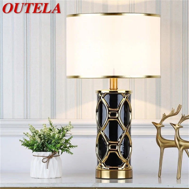 

OUTELA Table Lamps Desk Luxury Contemporary Fabric Light Decorative For Home Bedside Bedroom