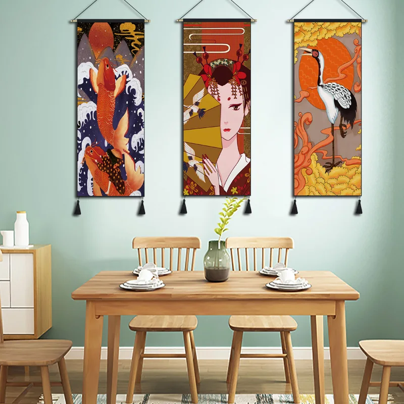 

20 KindsJapanese Ukiyo HD Canvas Poster Modern Painting Wall Art Pictures for Living Room Decor with Solid Wood Hanging Scroll