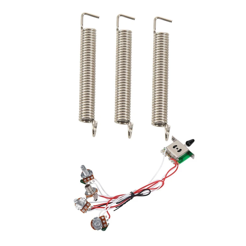 

3 Pcs Steel Guitar Tremolo Bridge Tension Springs & 1 Set Pots for Strat Guitar PreWired