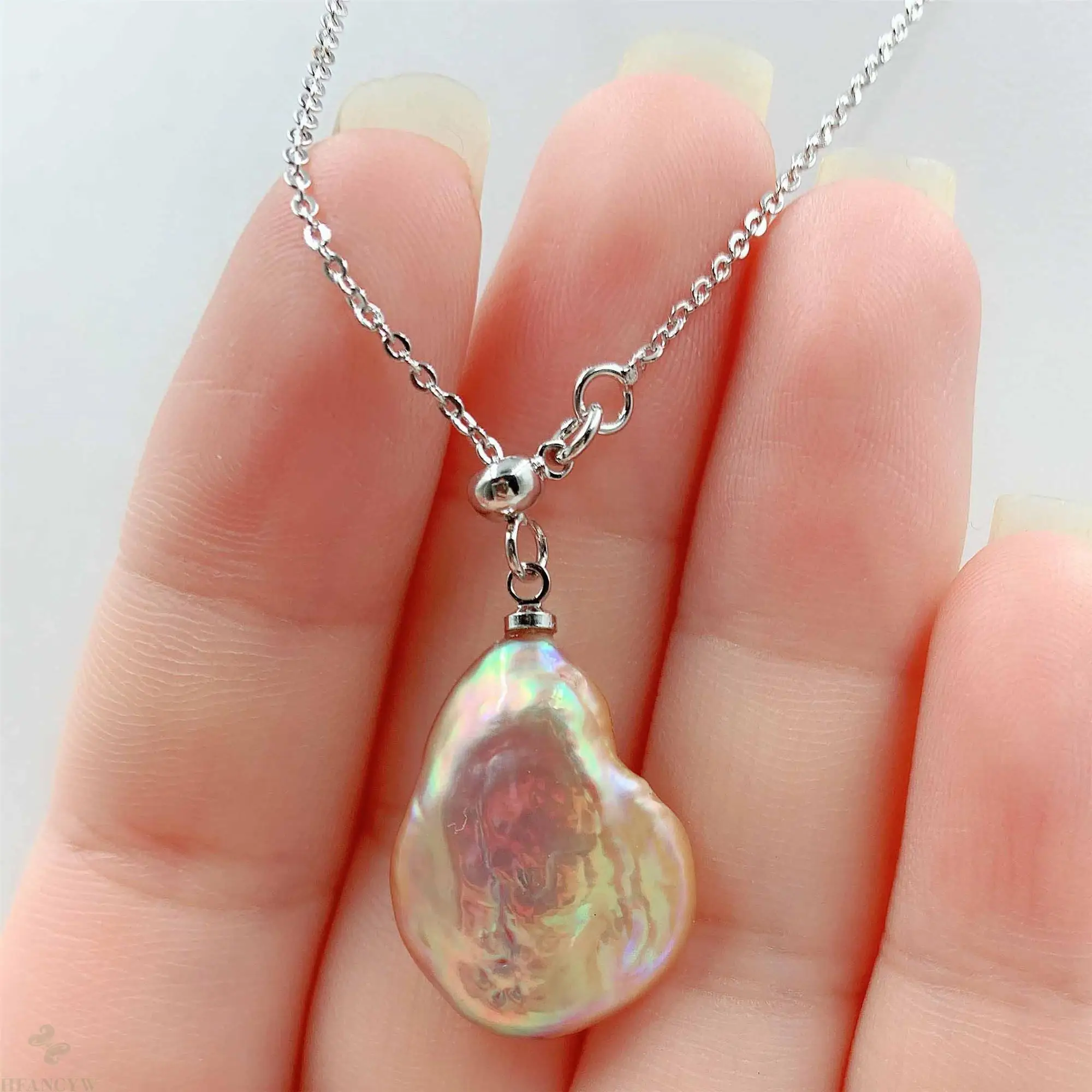 16x21 мм многоцветная жемчужная подвеска в стиле барокко Серебряное ожерелье 18