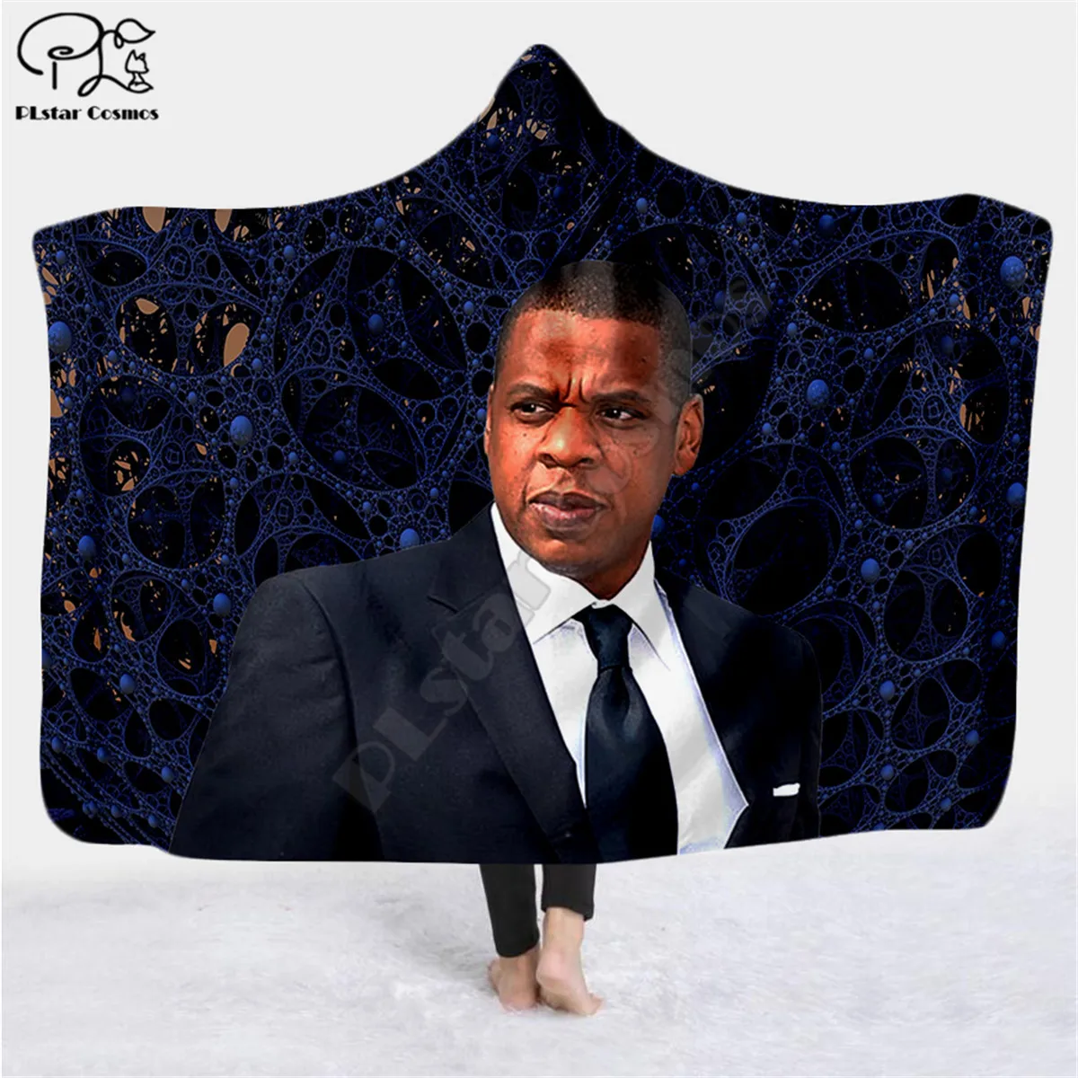 

JAY-Z character pattern Character Hooded Blanket Adult colorful child Sherpa Fleece Wearable Blanket Microfiber Bedding style-4
