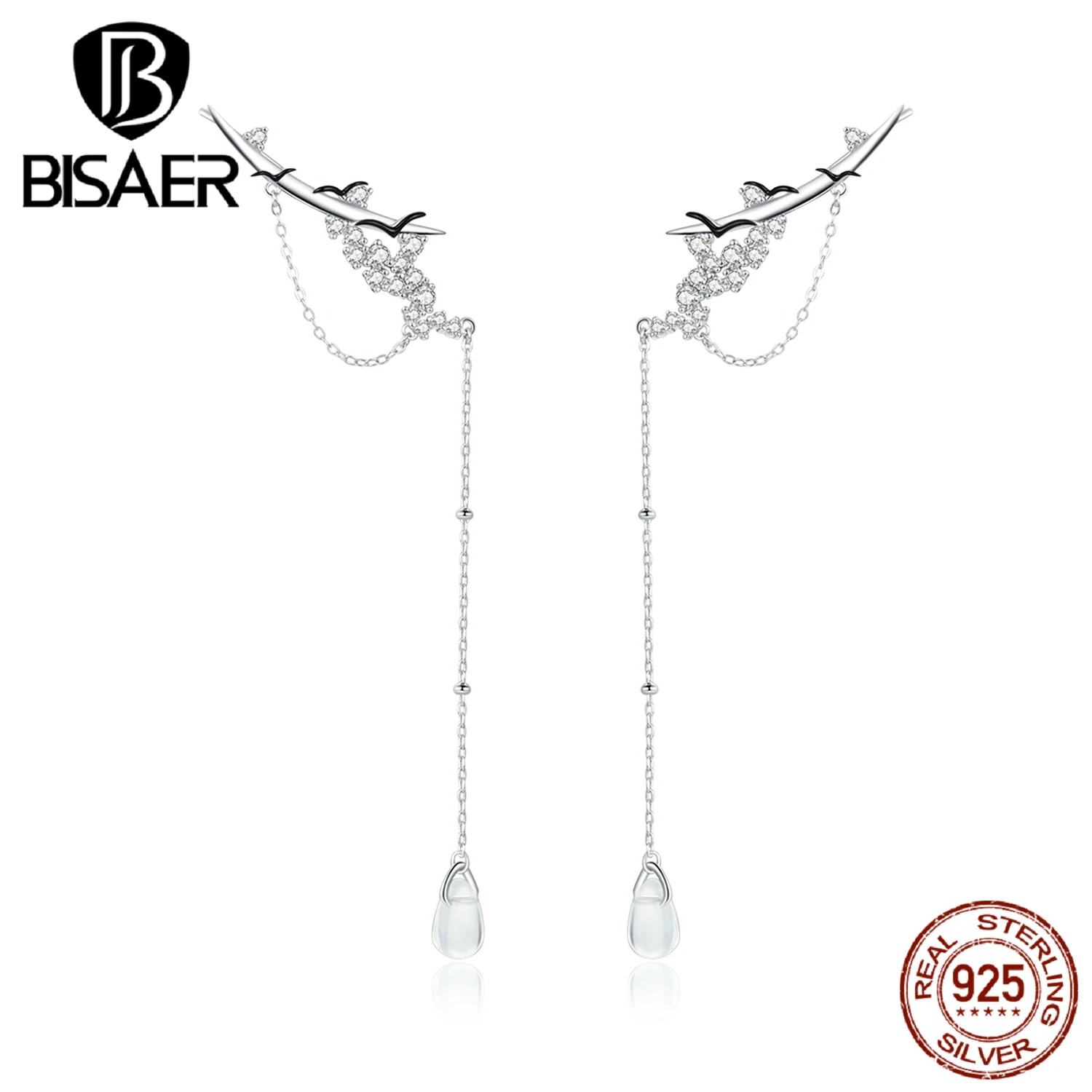 Женские длинные серьги кисточки из серебра 925 пробы с цирконом|Серьги-гвоздики| |