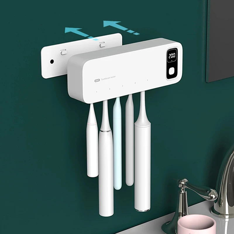 GURET UV Toothbrush Holder Wall-Mounte Sterilizer With LED Display Rechargeable Fast Drying Home Bathroom Accessories | Дом и сад