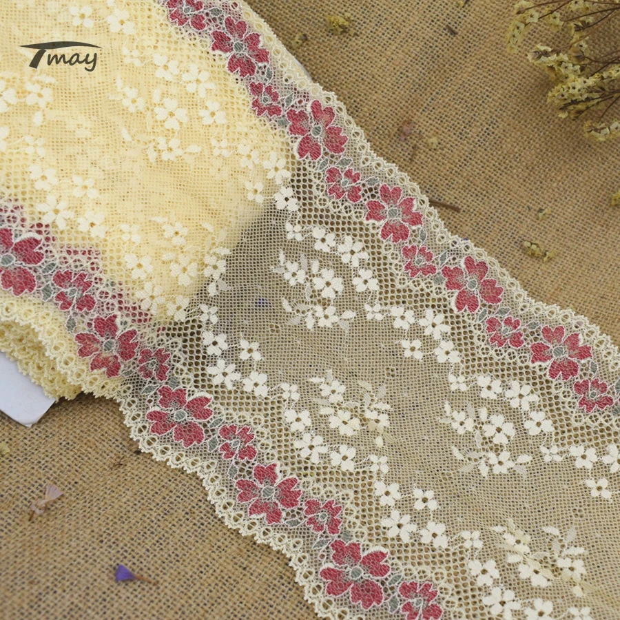 #1581 широкие светло желтые эластичные кружевные шнурки тесьма швейные