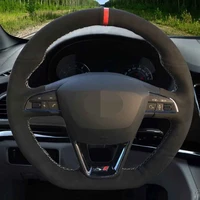 car steering wheel cover black suede for seat leon cupra leon st cupra leon st cupra 2013 2019 ateca cupra ateca fr 2016 2019