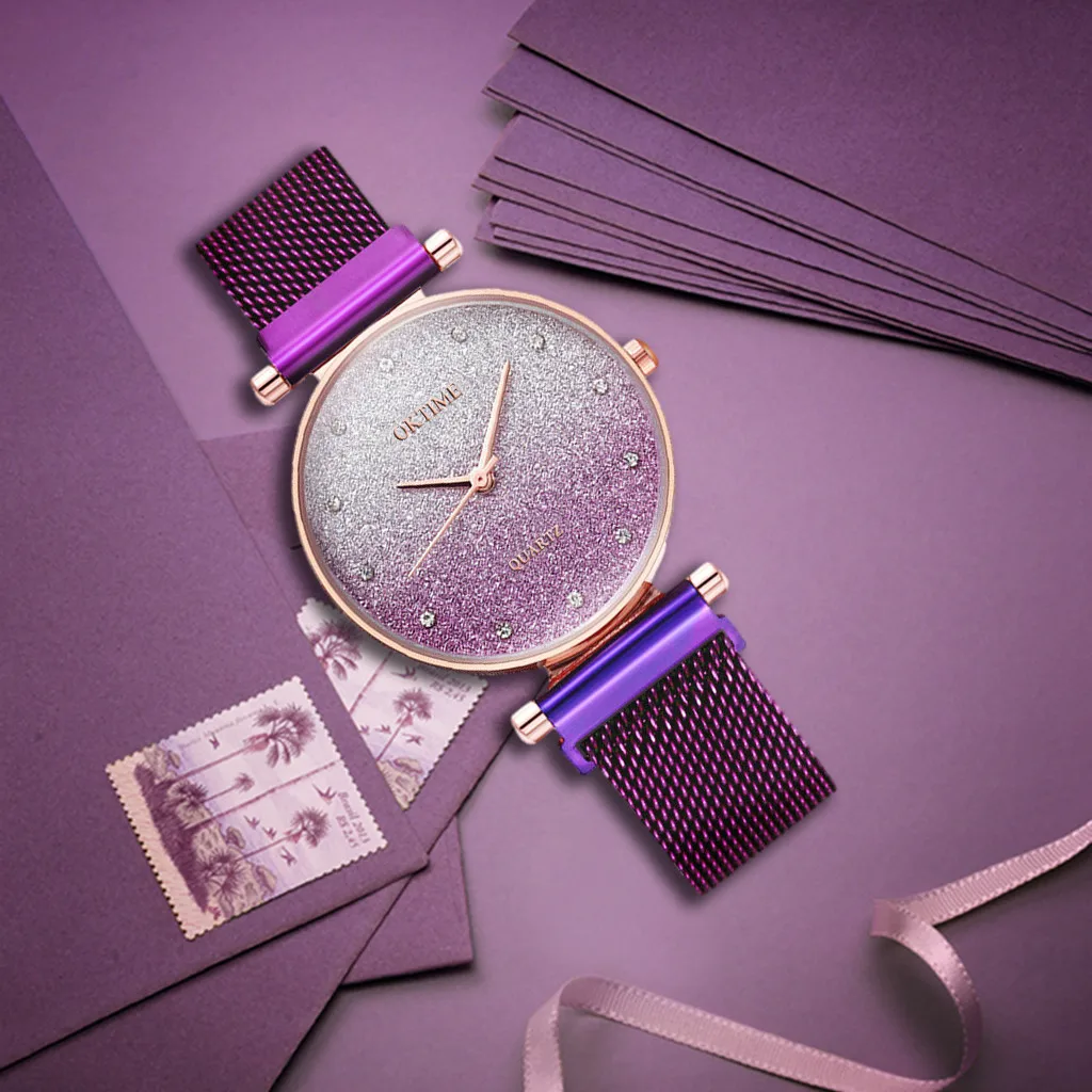 Часы наручные женские с магнитным ремешком модные кварцевые роскошные