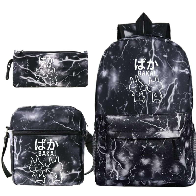 3 набора сумка для книг чехол карандашей тоут ланча милый рюкзак Baka Rabbit Slap Детский