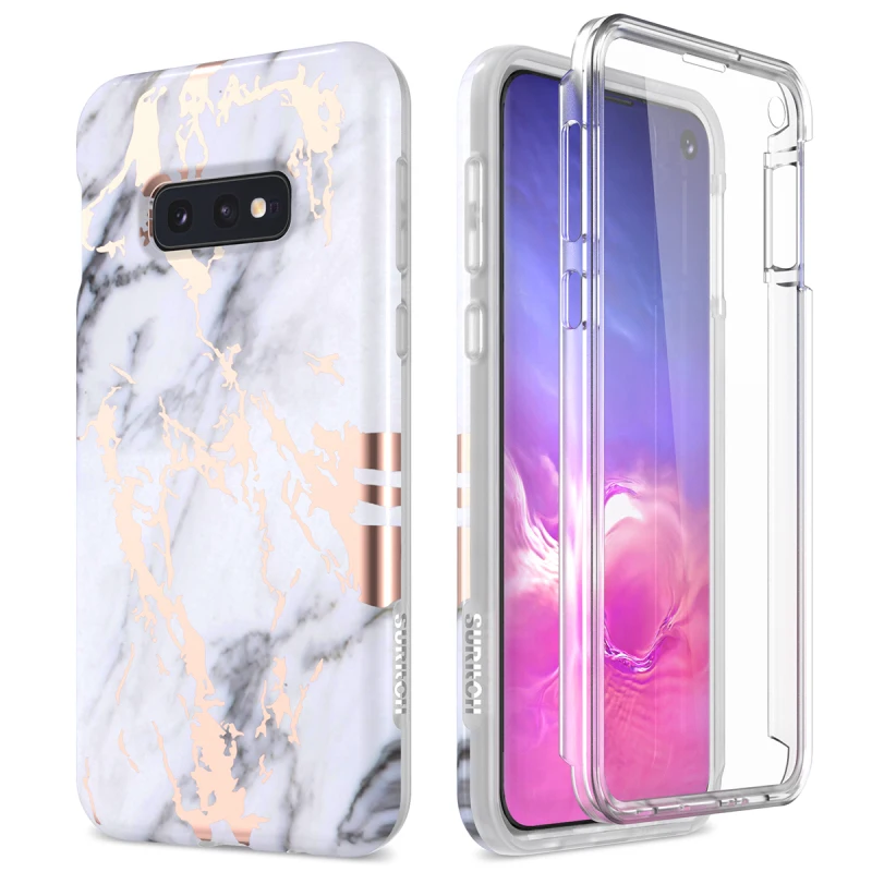 Мраморный чехол для samsung Galaxy A50 S10e, противоударный бампер, мягкий чехол, Встроенный протектор экрана для S10 Note 9 10 plus, чехол - Цвет: White black