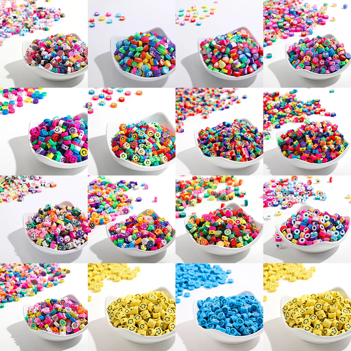 

10mm Round Eye/Butterfly/Smiling Face Beads Polymer Clay Spacer Beaded for Making DIY Necklace Bracelet Jewelry Accesories 30pcs