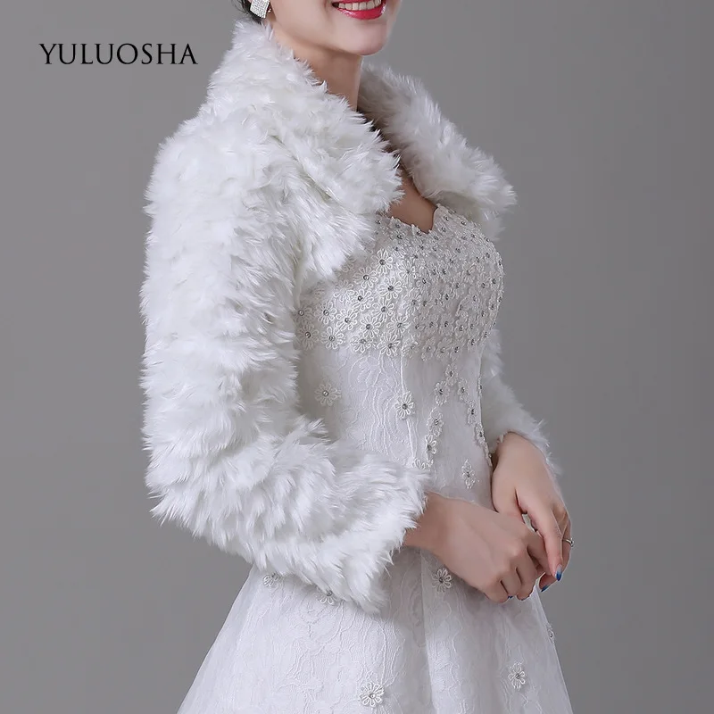 YULUOSHA 2020 свадебное пальто с длинным рукавом плюшевая шаль бежевое платье из
