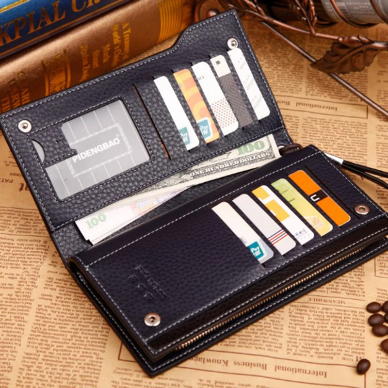 Мужские кошельки PIDENGBAO мужские кожаный кошелек мужской клатч|portefeuille homme|men purseleather