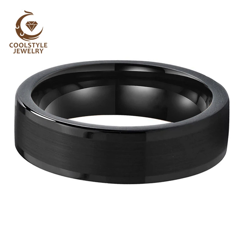 6 мм 8 Черный Мужской Перстень для женщин Вольфрам обручальное кольцо с