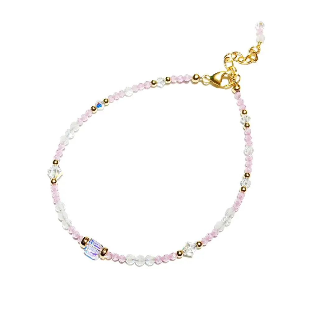 

Lii Ji Pink Zircon With Moonstone Austrian Crystal 14K Gold Filled Blingbling Bracelet For Women Girls Jewelry