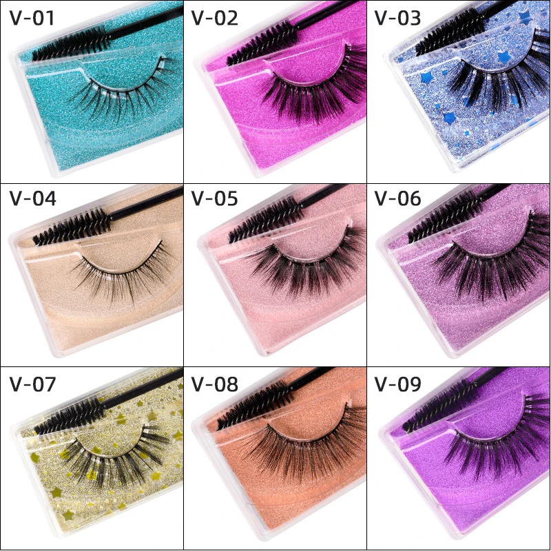 

New 3D False Eyelashes Handmade Color Cardboard False Eyelashes A Pair Of Assembly To Send An Eyelash Brush Fake eEelashes