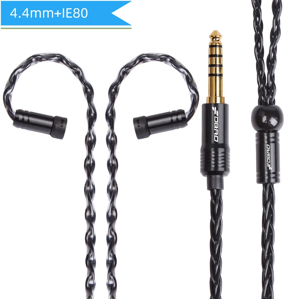 4.4mm IE80 Black FDBRO 8 ядерный мини посеребренные компакт-дисков кабель IE80 MMCX 2Pin A2DC IM 2,5/3,5/4,4 мм балансный кабель для SE315 SE425 SE535 SE846 UE900 H3 - Цвет: 4.4mm IE80 Black