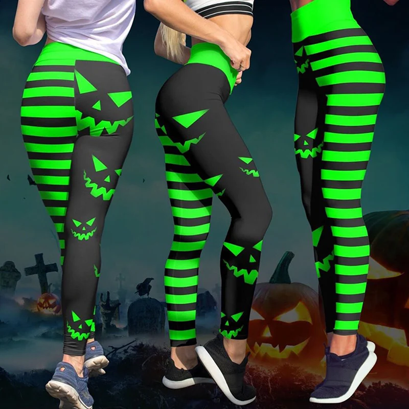 8 цветов женские леггинсы с цифровой печатью на Хэллоуин штаны высокой талией для