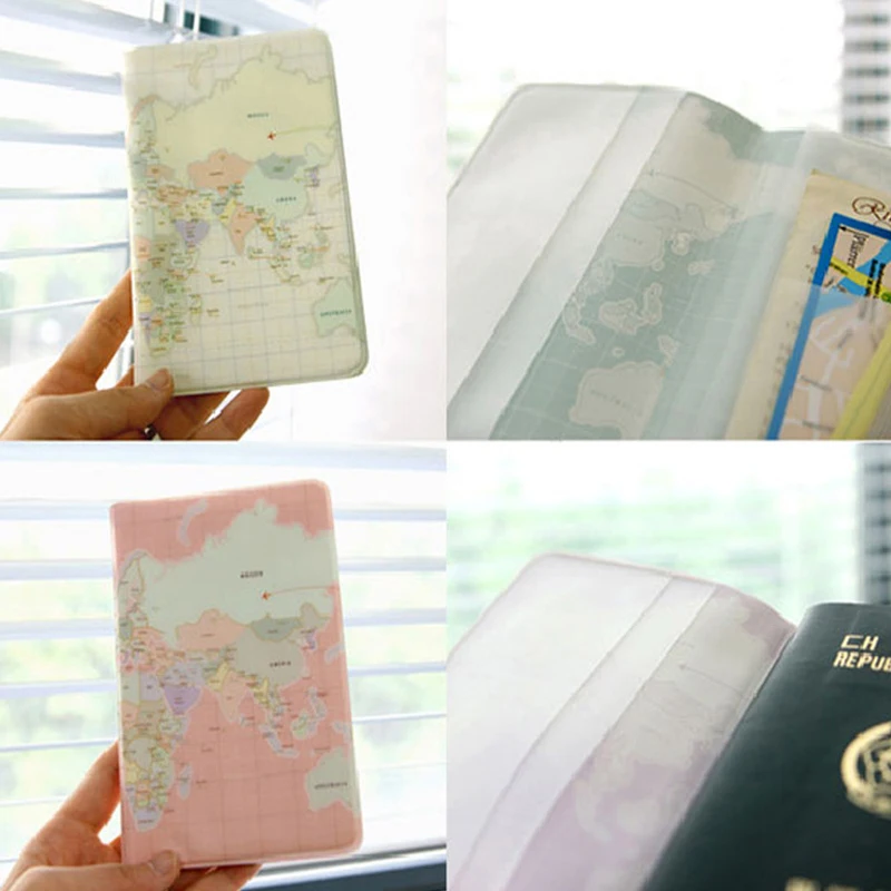 Милая карта мира Женская Обложка розовый кремовый кредитный держатель для карт