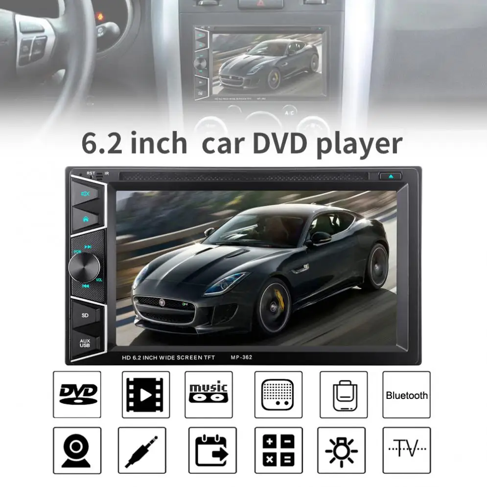 6.2 Inch 2 DIN Durable HD Touch Screen Cars in Dash FM Radio Receiver DVD CD Player with Wireless Remote Control | Автомобили и
