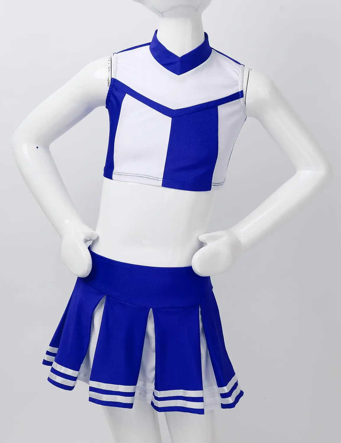 Детский костюм черлидера для девочек Укороченный топ на молнии с плиссированной