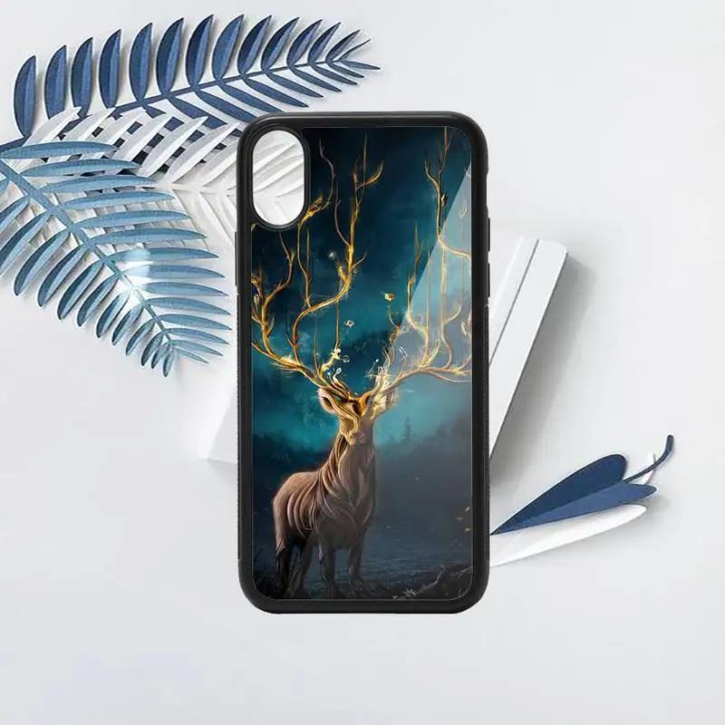 

painting elk animal Phone Case PC for iPhone 11 12 pro XS MAX 8 7 6 6S Plus X 5S SE 2020 XR