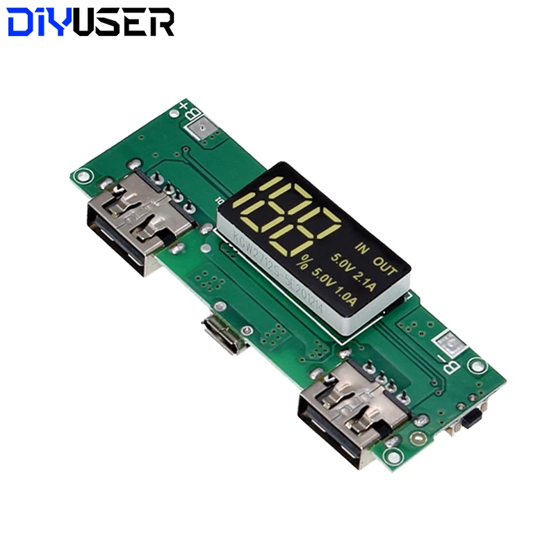 Светодиодный двойной USB 5 В 18650 а Micro/Type-C внешний аккумулятор модуль зарядки