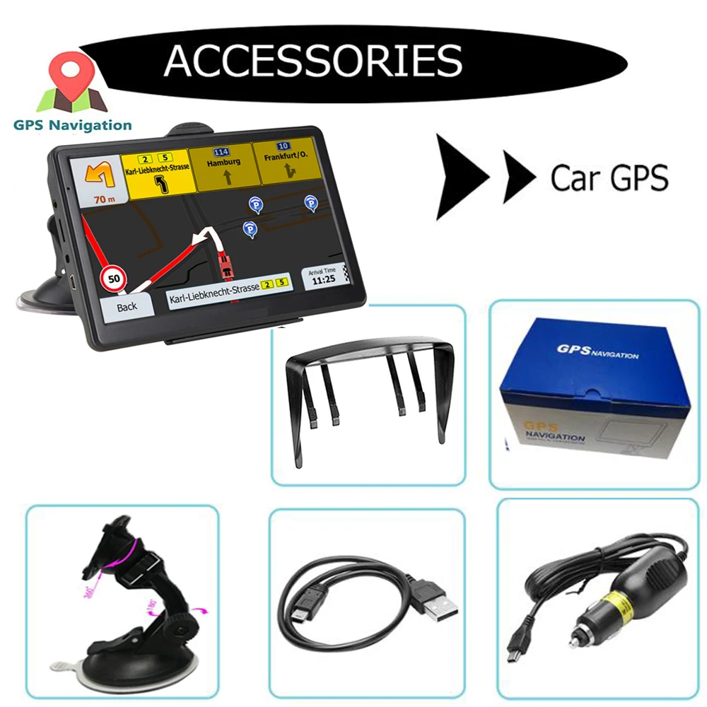 Автомобильный GPS навигатор 7 дюймовый HD емкостный экран спутниковая голосовая