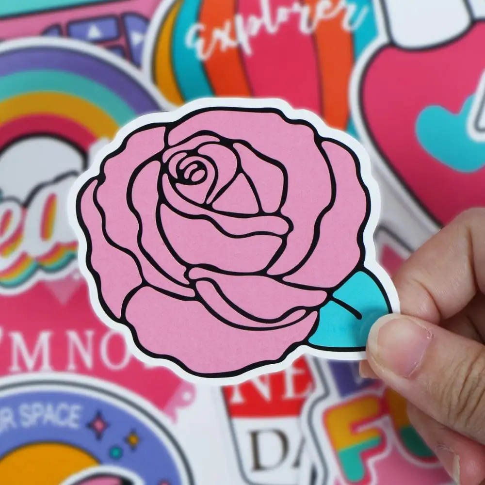 60 шт. смешанные Розовые наклейки водонепроницаемый домашний декор каракули