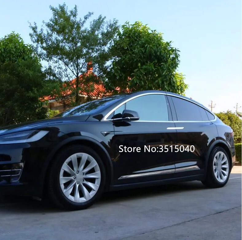 

For Tesla Model X 2016-2017 4PCS ABS Chrome Car Styling Exterior Car Side Door Body Trim Molding Accessories Side Trim Cover