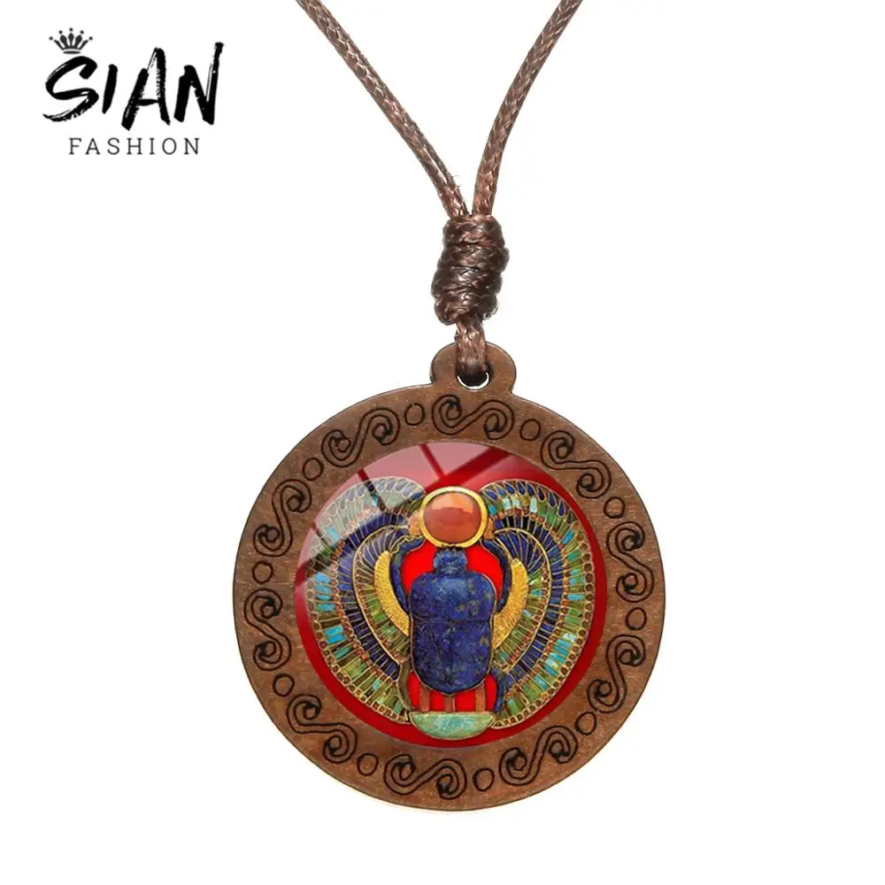 Азиатских символ силы Египетский ожерелье с подвеской скарабей Древнего Египта