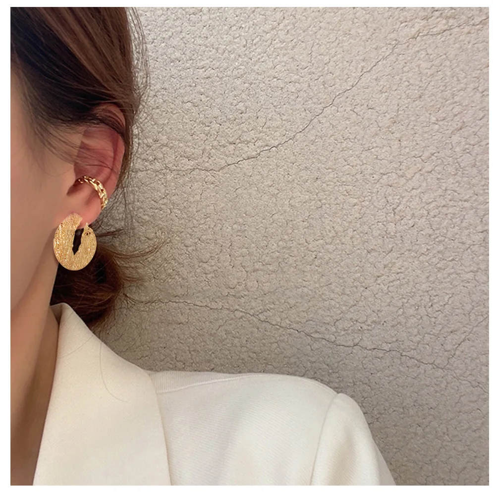

European Exaggerated Metal Earrings For Women Girls Geometric Irregular Multi-layer Texture Earrings Jewelry Fashion Accessories