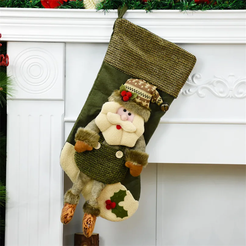 Рождественские носки с изображением Санта Клауса снеговика Chritsmas подарочные