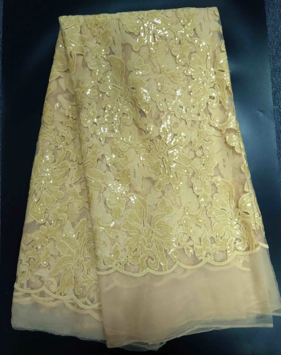 2022 Высококачественная африканская кружевная ткань золотистая розовая