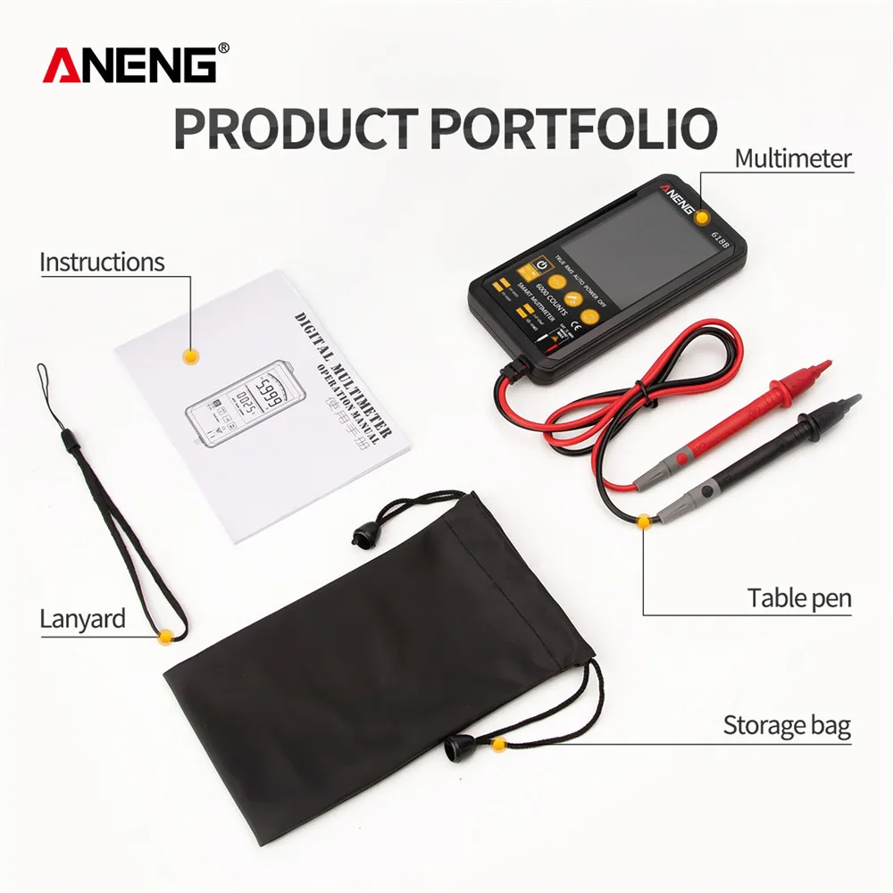

ANENG 618B Digital Multimeter Touch DC/AC True RMS Professional Analog Test Multimetro Transistor Capacitor NCV Testers Meter