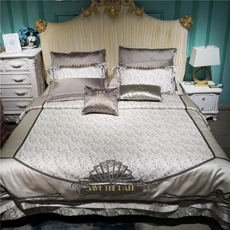 Роскошный классический Комплект постельного белья 600TC из шелка хлопка жаккарда