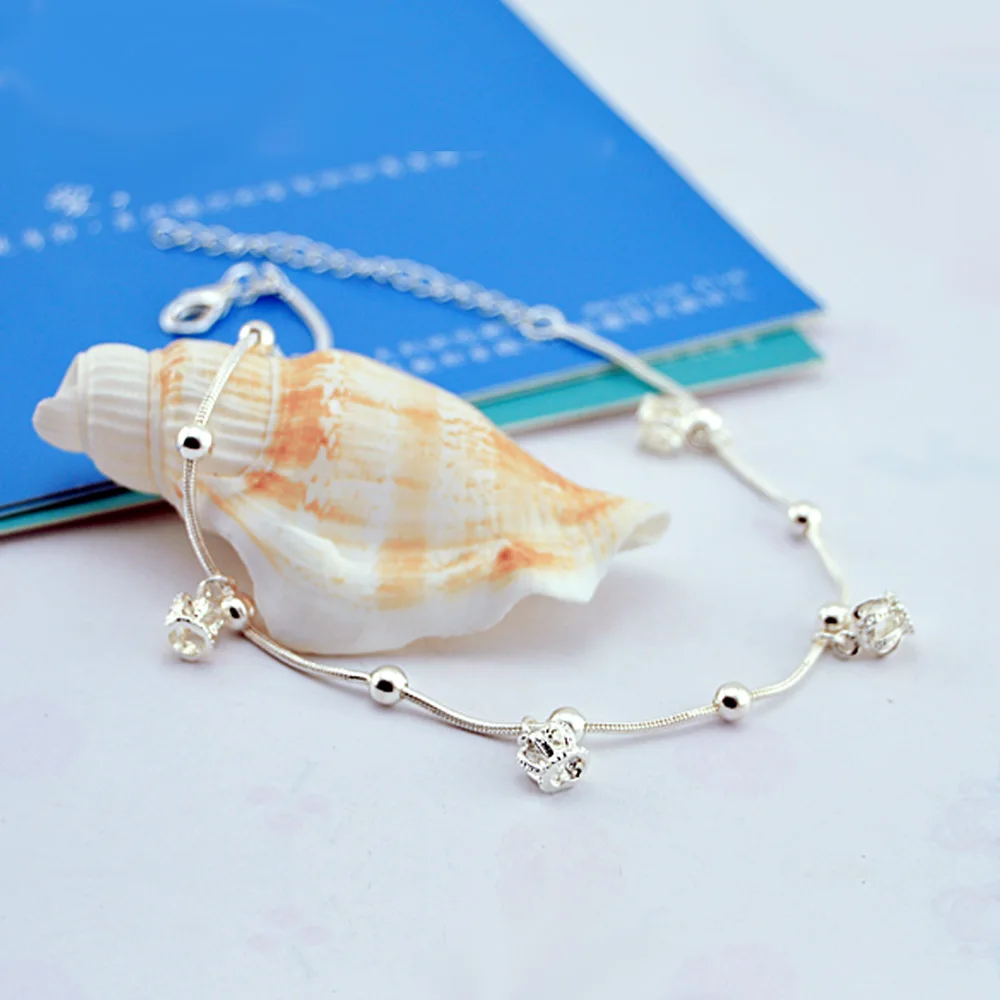 Женские браслеты на ногу летние в виде короны из 100% стерлингового серебра 925