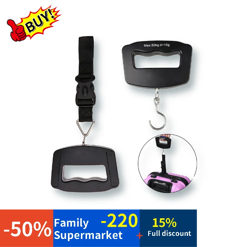 

Luggage Scale Portable Crane Scale 50Kg Digital Scale Backlit Electronic Fish Scale Pocket Scale Black Kitchen Measuring Tool